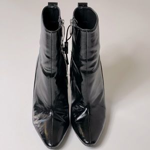Zara Patent Leather Boots In Black Size 8